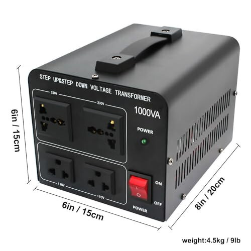 Yinleader 1000W Voltage Converter Transformer(110V to 220V OR 220V to 110V) 1000 Watt Step Up/Down Converter 110/120 Volt - 220/240 Volt w/US Power Cord,Circuit Breaker Protection (VTUS-1000) - 10