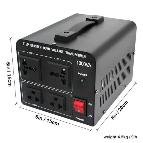 Yinleader 1000W Voltage Converter Transformer(110V to 220V OR 220V to 110V) 1000 Watt Step Up/Down Converter 110/120 Volt - 220/240 Volt w/US Power Cord,Circuit Breaker Protection (VTUS-1000) - 10
