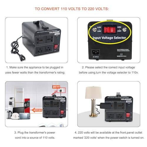 Yinleader 1000W Voltage Converter Transformer(110V to 220V OR 220V to 110V) 1000 Watt Step Up/Down Converter 110/120 Volt - 220/240 Volt w/US Power Cord,Circuit Breaker Protection (VTUS-1000) - 5