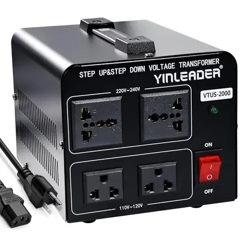 Yinleader 110V to 220V Voltage Converter Transformer 2000W Step Up/Down 110/120 Volt - 220/240 Volt Converter - 2