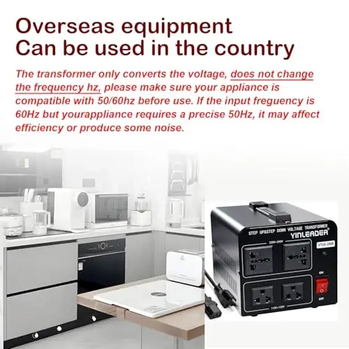 Yinleader 110V to 220V Voltage Converter Transformer 2000W Step Up/Down 110/120 Volt - 220/240 Volt Converter - 6