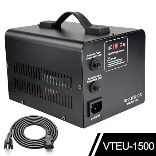 Yinleader 110V to 220/230V Voltage Converter Transformer Step Up/Down 120V to 240V with 2 US&2 EU Outlets 1500W - 4