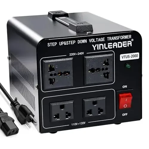 Yinleader 110V to 220V Voltage Converter Transformer 2000W Step Up/Down 110/120 Volt - 220/240 Volt Converter - YINLEADER (1)