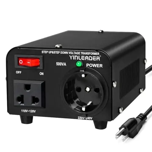 Yinleader 110v to 220v European Voltage Converter Transformer 500W Step Up Converter 110/120 Volt to 220/230/240 Volt or Step Down 220 to 110 w/US Power Cord,Circuit Breaker Protection - 1