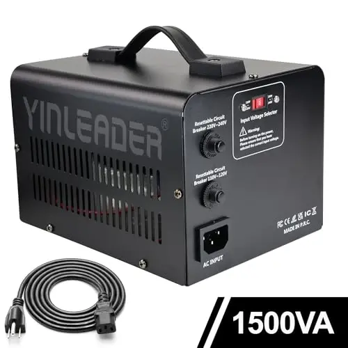 Yinleader 1500W 110V to 220V or 220V/230V/240V to 110V/120V Power Converter | Step Up/Down Voltage Transformer Converter for Use 220V Overseas Appliances,Circuit Breaker Protection - 6