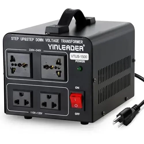 Yinleader 1500W Step Up & Step Down Voltage Transformer Converter 110V to 220V or 220V/230V/240V to 110V/120V Power Converter w/US Power Cord,Circuit Breaker Protection - 1