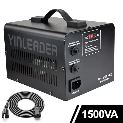 Yinleader 1500W Step Up & Step Down Voltage Transformer Converter 110V to 220V or 220V/230V/240V to 110V/120V Power Converter w/US Power Cord,Circuit Breaker Protection - 3