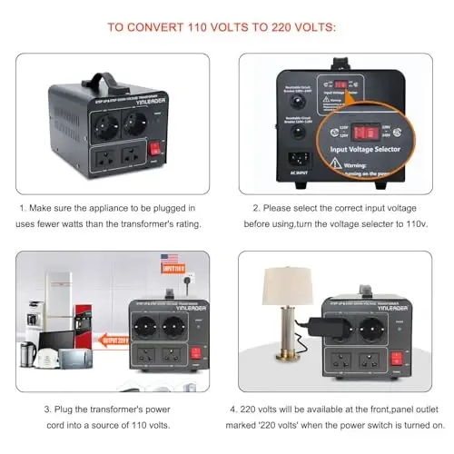 Yinleader 2000W Step Up/Down Transformer,Convert 110/120V to 220/240 Volt OR Convert 220V to 110V Voltage Converter with 2US&2 EU outlets [110V US Power Cord Included Only, No 220V Cord] - 6
