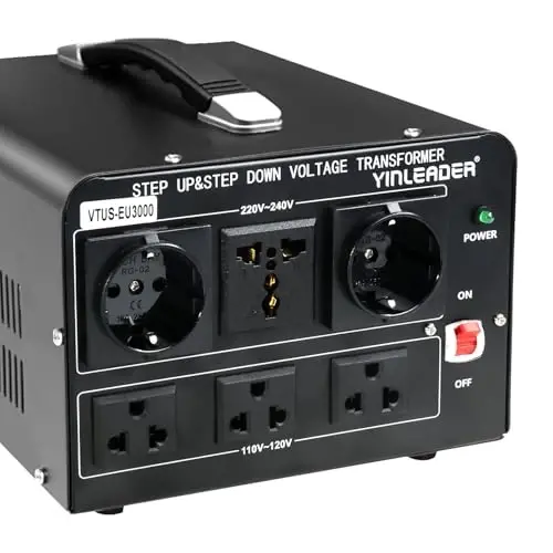 Yinleader 3000W Voltage Converter Transformer(110V to 220V,220V to 110V) Step Up/Down Converter 110/120 Volt - 220/240 Volt w/US Standard Power Cord,Circuit Breaker Protection (VTUS-EU3000) 