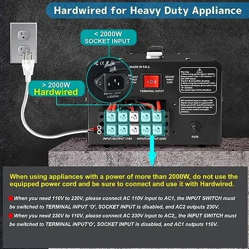 Yinleader 5000W PRO Voltage Transformer Converter Step Up/Down 110V/220V | AC 110V/120V to 220V/240V or 220V/240V to 110V/120V, US Standard Power Cord, Circuit Breaker Protection - Yinleader (1)