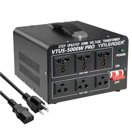 Yinleader 5000W PRO Voltage Transformer Converter Step Up/Down AC 110V/120V to 220V/240V or 220V/240V to 110V/120V Power Converter w/US Standard Power Cord,Circuit Breaker Protection - 1