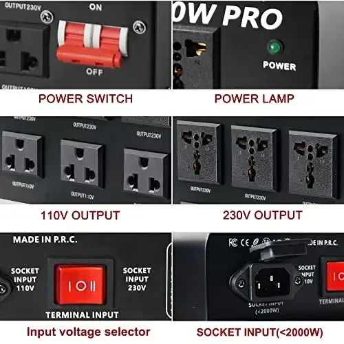 Yinleader 5000W PRO Voltage Transformer Converter Step Up/Down AC 110V/120V to 220V/240V or 220V/240V to 110V/120V Power Converter w/US Standard Power Cord,Circuit Breaker Protection - 3