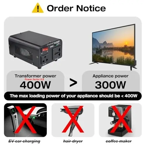 Yinleader 500W Voltage Transformer Power Converter (220V to 110V, 110V to 220V) Step Up/Down Converter 110/120 Volt - 220/240 Volt - 2