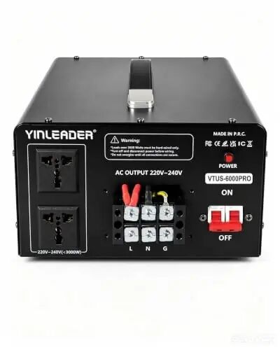 Yinleader 6000W PRO Step Up Transformer, Hardwire Connection Only AC 110-120V to 220-240V High Capacity Voltage Converter, Circuit Breaker Safe Protection for EV Charging(excludes Cable) - 1