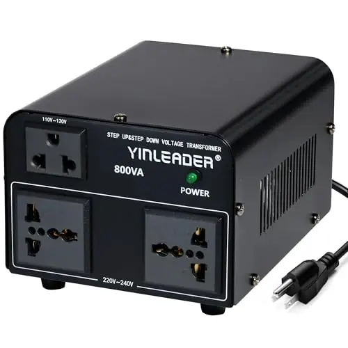 Yinleader 800W Voltage Converter Step Up 110V-120V to 220V-240V & Step Down 220V-240V to 110V-120V Power Transformer w/US Power Cord,Circuit Breaker Protection (VTUS-800) - YINLEADER