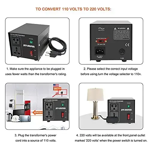 Yinleader Step Up & Step Down Voltage Transformer Power Converter with US Power Cord,Convert 110V to 220V OR 220V to 110V w/US Power Cord,Circuit Breaker Protection use in Your Countries (500W) - 2