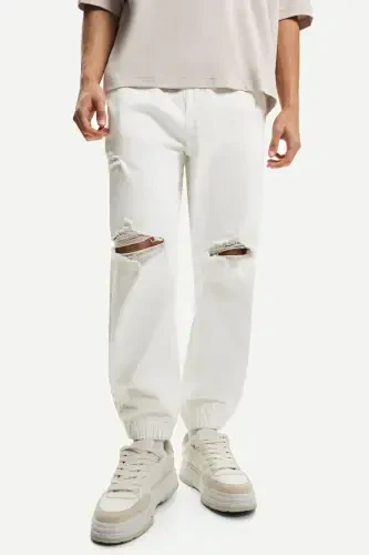 Distressed jogger jean-Beyaz - 4