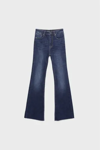 D74 Çan paça yırtmaçlı jean - İnci Grisi - 5