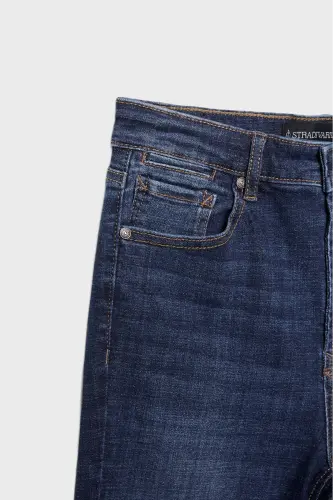D74 Çan paça yırtmaçlı jean - İnci Grisi - 7