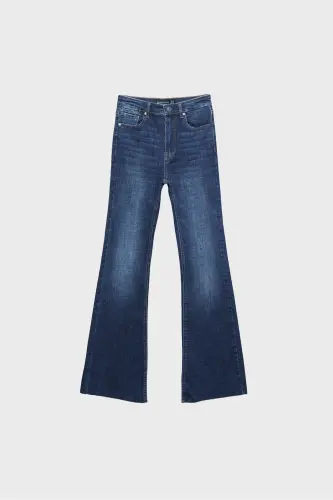 D74 Çan paça yırtmaçlı jean - İnci Grisi - 8