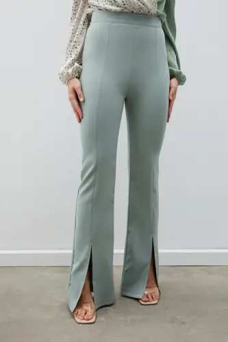 Yırtmaç Detaylı İspanyol Pantolon - Çağla Yeşili-ÇAĞLA YEŞİLİ - 6