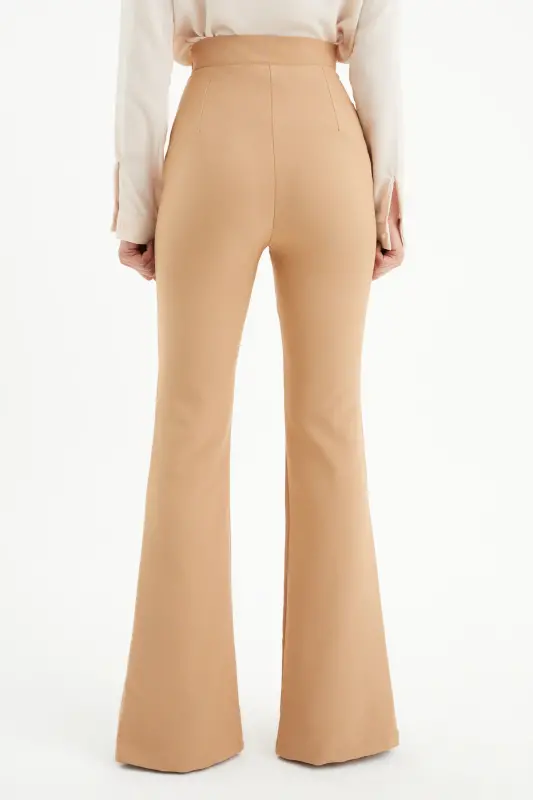 Yırtmaç Detaylı İspanyol Pantolon - Camel-CAMEL - 5