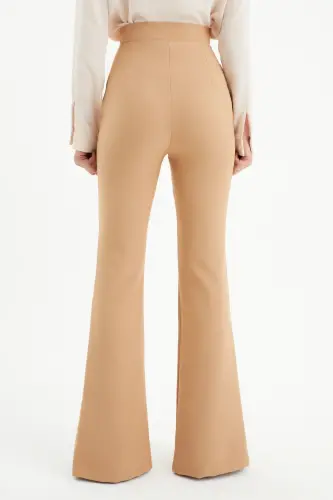 Yırtmaç Detaylı İspanyol Pantolon - Camel-CAMEL - 6
