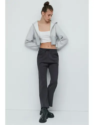 Yırtmaçlı İspan Paça Eşofman Altı 843 Füme-Gri - 1