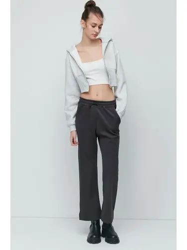 Yırtmaçlı İspan Paça Eşofman Altı 843 Füme-Gri - 3