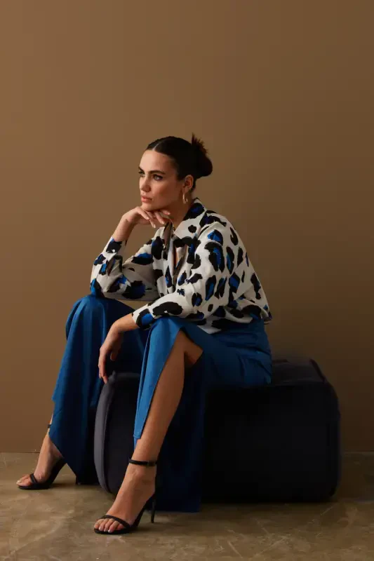 Yirtqich detallari bo'lgan atlas shim - Indigo-İNDİGO - 5