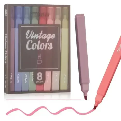 YISAN Highlighters Assorted Colors No Bleed,Book Pastel Highlighters Bible Pens,Soft Tip for Journal,Aesthetic,Vintage,70979 - 6