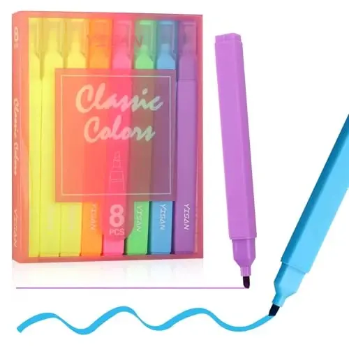 YISAN Highlighters Assorted Colores,Soft Tip Highlighters No Bleed,Journal Pens 70955 - 6
