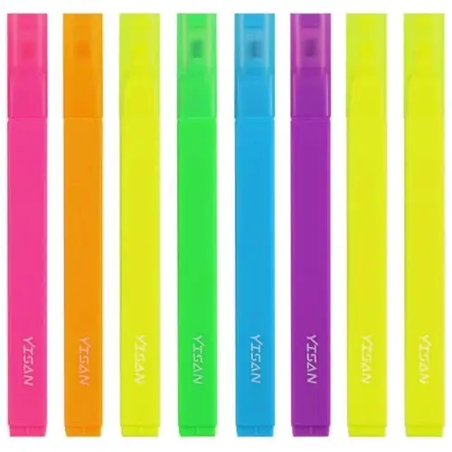 YISAN Highlighters Assorted Colores,Soft Tip Highlighters No Bleed,Journal Pens 70955 