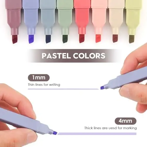 YISAN Highlighters Har xil ranglar Qon ketmaydi, Kitob uchun pastel markerlar Injil qalamlari, Jurnal uchun yumshoq uchli, Estetik, Vintage, 70979 - 4