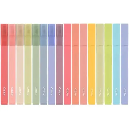 YISAN Highlighters Har xil ranglar Qon ketmaydi, Kitob uchun pastel markerlar Injil qalamlari, Jurnal uchun yumshoq uchli, Estetik, Vintage, 70979 
