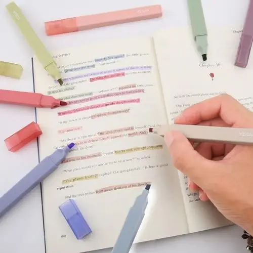 YISAN Highlighters Har xil ranglar Qon ketmaydi, Kitob uchun pastel markerlar Injil qalamlari, Jurnal uchun yumshoq uchli, Estetik, Vintage, 70979 - 5