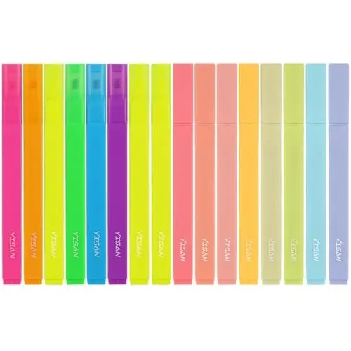 YISAN Highlighters Pastel Assorted Colors,Soft Tip Marker Pens No Bleed,Journal Pens,70931 - 1
