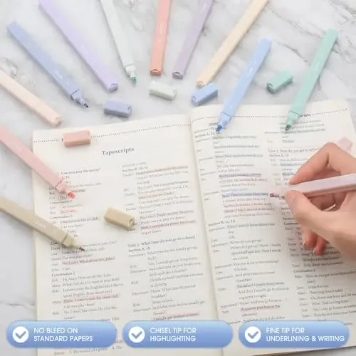 YISAN Pastel Highlighter Pens,Double Tip 12 Colors Bible Highlighter Markers no bleed,70924 - 3