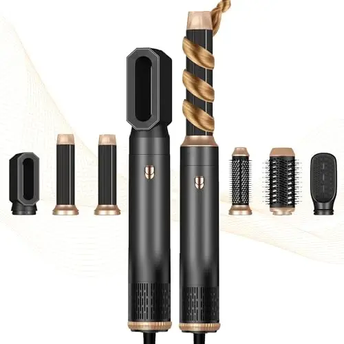 Yitrust 6 in 1 soch quritgich cho'tkasi, soch quritgich cho'tkasi ionli soch quritgich, oval issiq havo cho'tkasi, soch kıvırgich soch to'g'rilagich sehrli styler avtomatik o'rash havo styleri - Yitrust