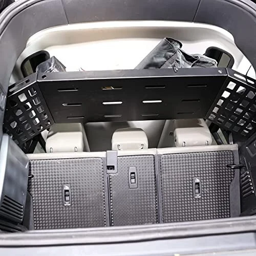 YIWANG Black Aluminum Alloy Car Trunk Storage Basket Organizer For Land Rover Defender 110 2020-2022 Auto Accessories (Trunk Luggage Storage Carrier) - 3