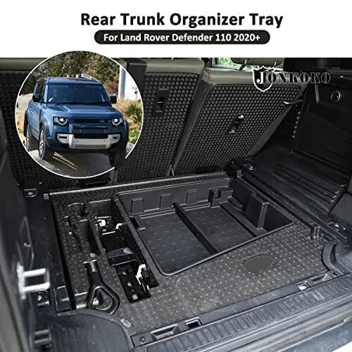 YIWANG For Land Rover Defender 90 110 2020-2022 Car Styling ABS Black Car Central Storage Box Phone Box Car Accessories (Rear Trunk Organizer Tray For Defender 110) - 4