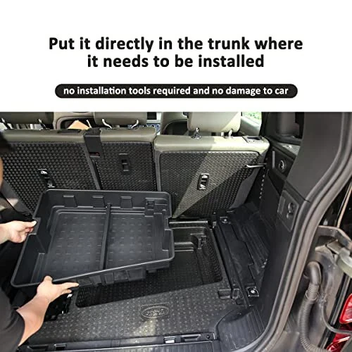 YIWANG For Land Rover Defender 90 110 2020-2022 Car Styling ABS Black Car Central Storage Box Phone Box Car Accessories (Rear Trunk Organizer Tray For Defender 110) - 7