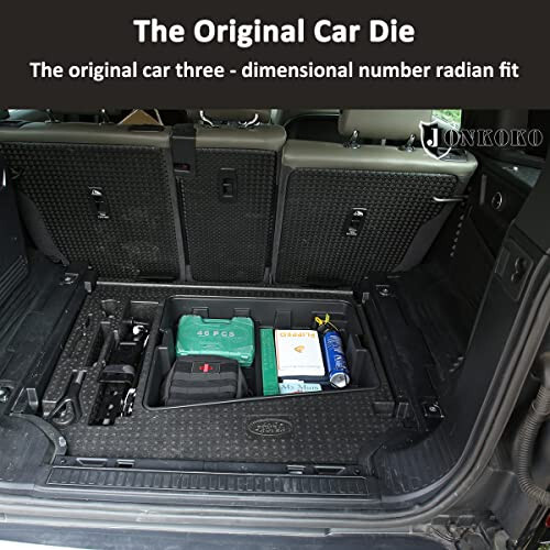 YIWANG For Land Rover Defender 90 110 2020-2022 Car Styling ABS Black Car Central Storage Box Phone Box Car Accessories (Rear Trunk Organizer Tray For Defender 110) - 3