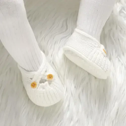 YIXPOH Baby Booties Newborn Babe First Walkers Non-Slip Stay On Boots Crib Shoes Sock Warm Knit Booties - 3