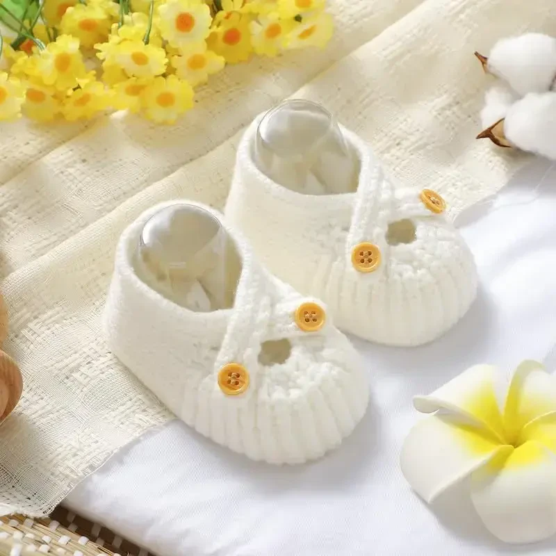 YIXPOH Baby Booties Newborn Babe First Walkers Non-Slip Stay On Boots Crib Shoes Sock Warm Knit Booties - 6