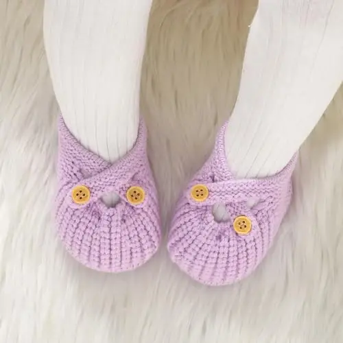YIXPOH Baby Booties Newborn Babe First Walkers Non-Slip Stay On Boots Crib Shoes Sock Warm Knit Booties - 3