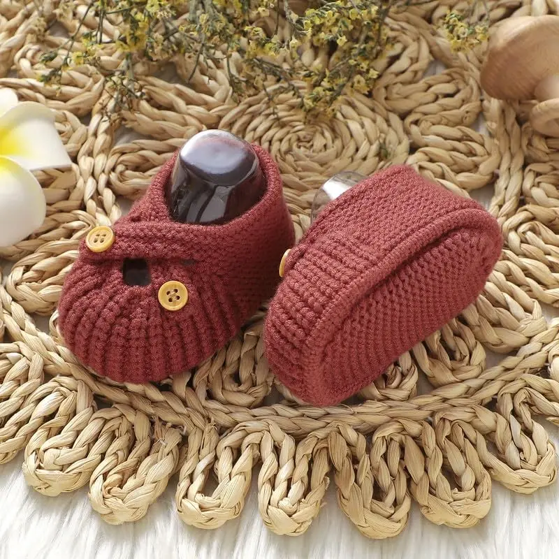 YIXPOH Baby Booties Newborn Babe First Walkers Non-Slip Stay On Boots Crib Shoes Sock Warm Knit Booties - 4