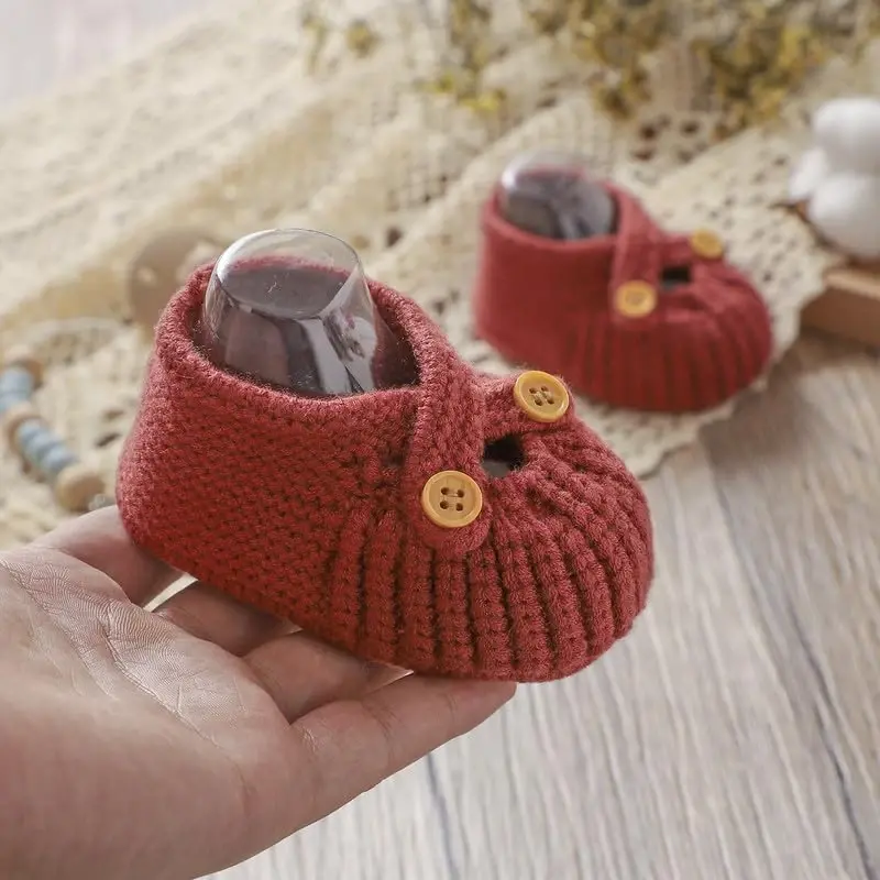 YIXPOH Baby Booties Newborn Babe First Walkers Non-Slip Stay On Boots Crib Shoes Sock Warm Knit Booties - 5