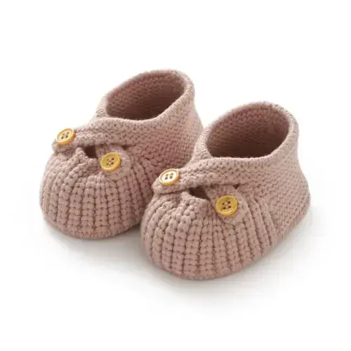 YIXPOH Baby Booties Newborn Babe First Walkers Non-Slip Stay On Boots Crib Shoes Sock Warm Knit Booties - 1