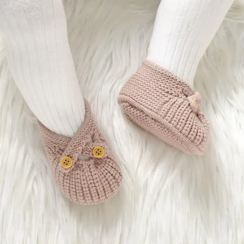 YIXPOH Baby Booties Newborn Babe First Walkers Non-Slip Stay On Boots Crib Shoes Sock Warm Knit Booties - 2